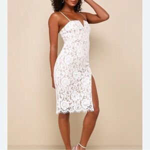 Lulu's White Lace Midi Dress